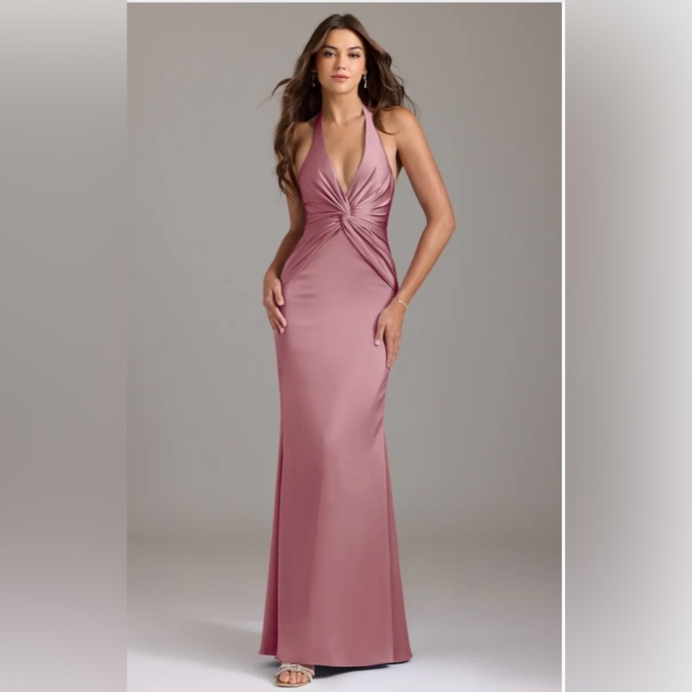 Azazie Valerie Stretch Satin Dress in Vintage Mauve- size 4-6 (custom made)